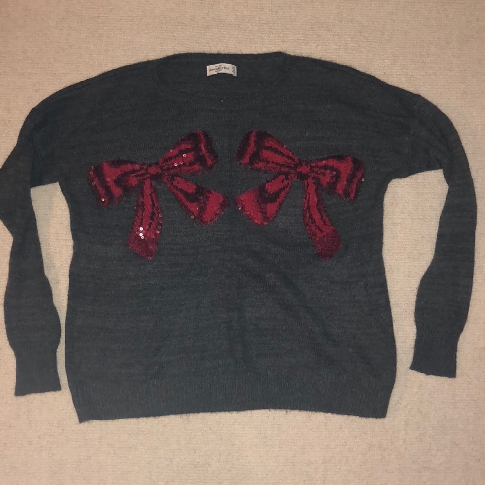 Gray. bow sweater